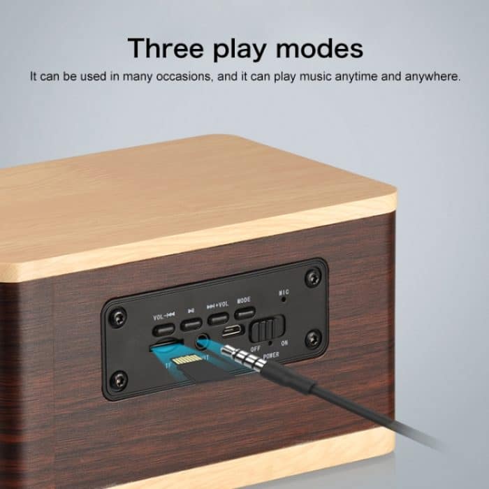 D70 QI Standard-Subwoofer, Bluetooth 4.2-Lautsprecher aus Holz, unterstützt TF-Karte und 3,5 mm AUX, Yellow, Brown – Bild 9