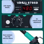 YIHUA 8786D 2 in 1 AC 220V LED-Anzeige Einstellbare Temperatur Heißluftpistole + Lötstation & Lötkolben – Bild 6