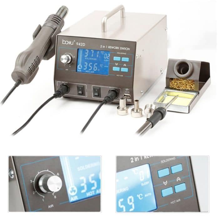 BAKU BA-942D 220V 700W 2 IN 1 Digitalanzeige Einstellbare Temperatur Heißluftpistolensatz, EU-Stecker – Bild 2