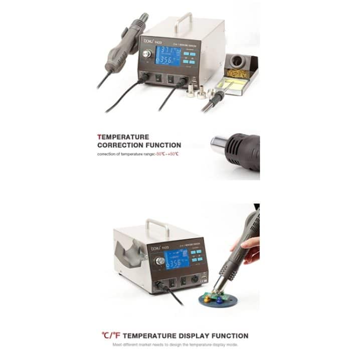 BAKU BA-942D 220V 700W 2 IN 1 Digitalanzeige Einstellbare Temperatur Heißluftpistolensatz, EU-Stecker – Bild 6