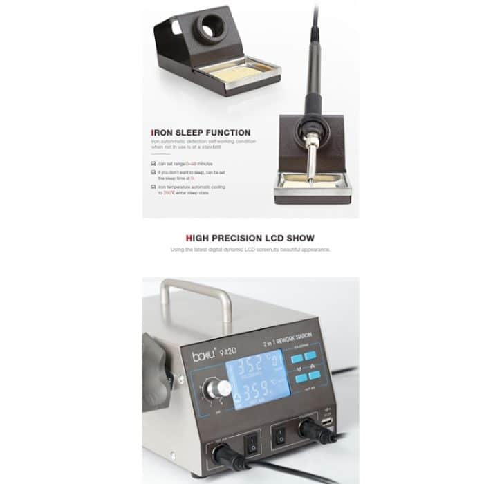 BAKU BA-942D 220V 700W 2 IN 1 Digitalanzeige Einstellbare Temperatur Heißluftpistolensatz, EU-Stecker – Bild 7