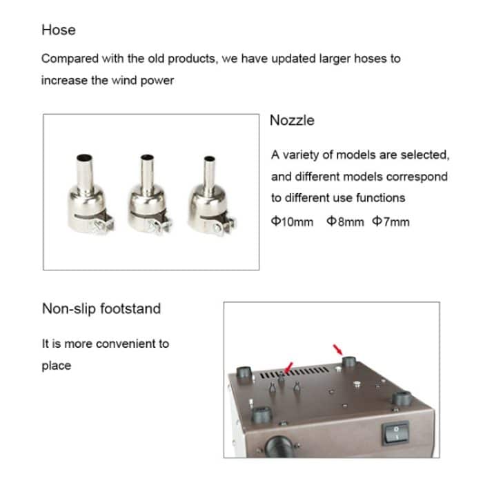 BAKU BA-942E 220V Digitalanzeige Einstellbare Temperatur Heißluftpistole Entlötstation Set, EU-Stecker – Bild 5