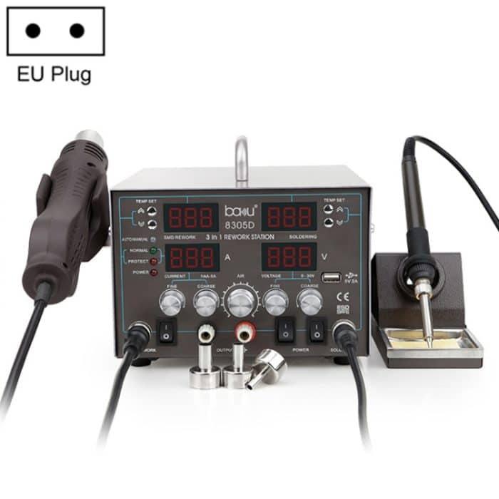 ETP2405.jpg BAKU BA-8305D 220V 3 in 1 4 Digitalanzeige Heißluftpistolensatz, EU-Stecker – Bild 1