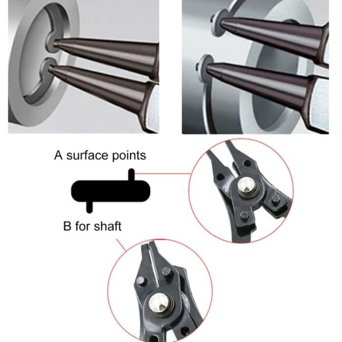 4 in 1 Zange 10-15 mm Sprengring Sicherungsring Zangenkombination Halteklammer 45-180 Grad – Bild 4