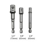 3 PCS / Set Socket Bit Verlängerungsstange Sechskantschaft Adapter Bohrmutter Treiber Bohrer (1/4, 3/8, 1/2 Zoll), Länge: 65-73 mm – Bild 2