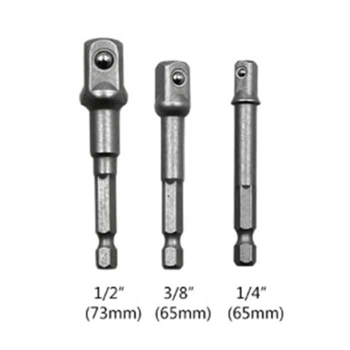 3 PCS / Set Socket Bit Verlängerungsstange Sechskantschaft Adapter Bohrmutter Treiber Bohrer (1/4, 3/8, 1/2 Zoll), Länge: 65-73 mm – Bild 2