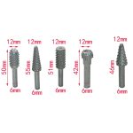 5 PCS / Set Holzbearbeitung Holzschnitzerei 6mm Schaft rotierend geprägter Schleifkopf Feile Raspelbohrer – Bild 3
