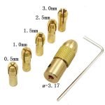 7 PCS / Set Messing 0,5-3 mm kleiner elektrischer Bohrer Spannzange Micro Twist 3,17 mm Bohrfutterset mit Schraubenschlüssel – Bild 2