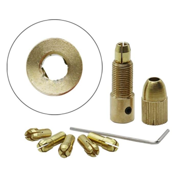 7 PCS / Set Messing 0,5-3 mm kleiner elektrischer Bohrer Spannzange Micro Twist 4,05 mm Bohrfutterset mit Schraubenschlüssel – Bild 1