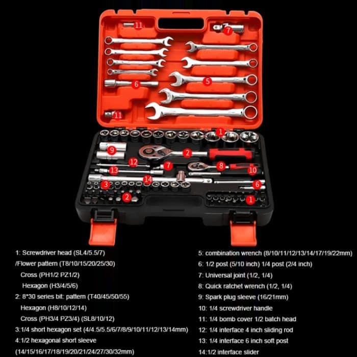 82 In 1 Multifunktions-Kfz-Reparaturkombination Toolbox Ratschenschlüsselsatz – Bild 2