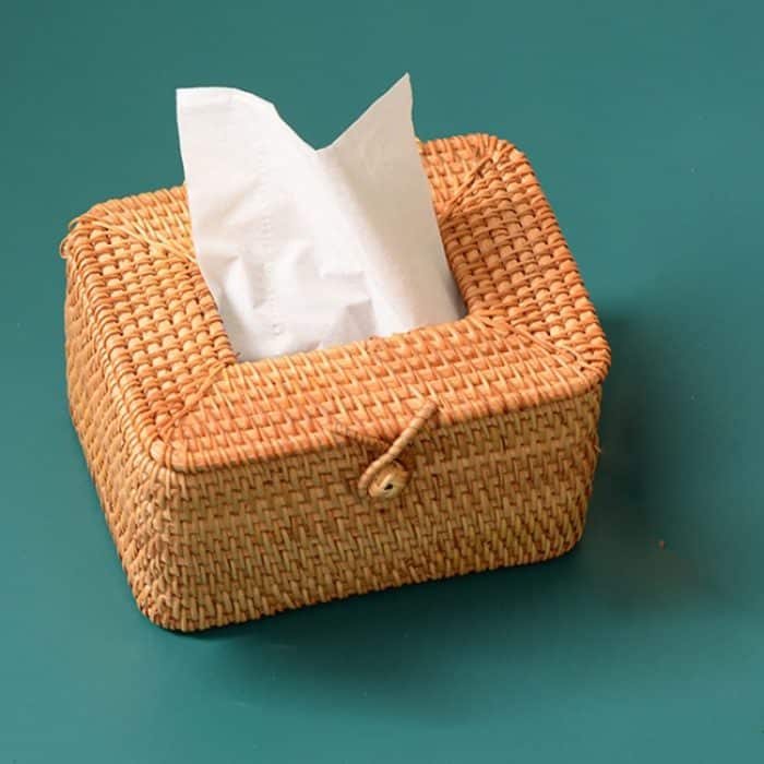 ZJH01 Mini Restaurant Desktop Rattan geflochtene Tissue Aufbewahrungsbox Fall – Bild 2