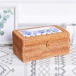 ZJH01 Ceramics Restaurant Desktop Rattan geflochtene Tissue Aufbewahrungsbox Fall
