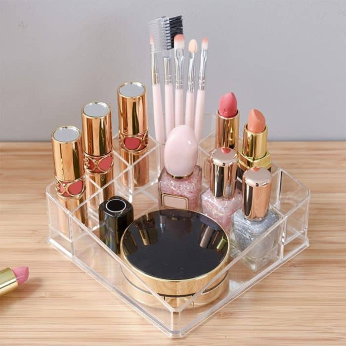 Desktop-Make-up-Box, transparenter Lippenstift, multifunktionale Desktop-Kosmetik-Regal-Aufbewahrungsbox – Bild 3