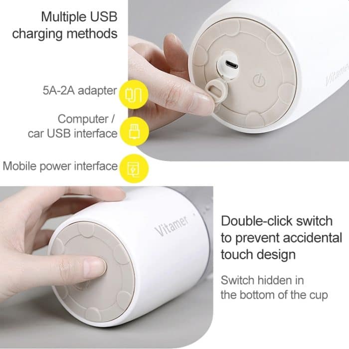 Vitamer USB Mini Tragbarer Entsafter Saftmixer Zitronenfruchtpresse Reibahlen Flasche – Bild 3