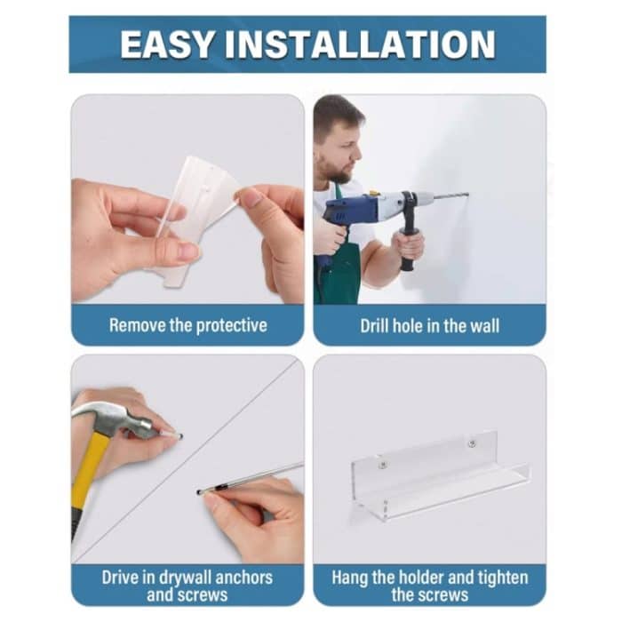 YX015 6 / Packung Acryl-Schallplattenständer zur Wandmontage für CDs – Bild 4