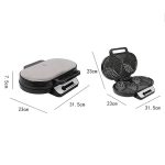 Haushalt Waffeleisen Toaster Doppel Teller Heizung Mini Frühstück Maschine Sandwich Elektrische Kuchen Backen Maschine, EU Stecker – Bild 4