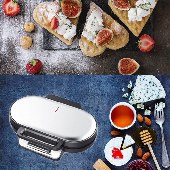 Haushalt Waffeleisen Toaster Doppel Teller Heizung Mini Frühstück Maschine Sandwich Elektrische Kuchen Backen Maschine, EU Stecker – Bild 5