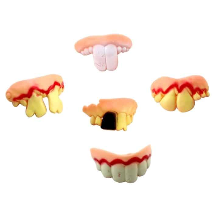 5 PCS Halloween Streich Lustig Verschiedene Modellieren Ganze Gruselige Zahnprothesen Zähne Gefälschte Zahnspangen für Party Club, Zufällige Lieferung – Bild 1