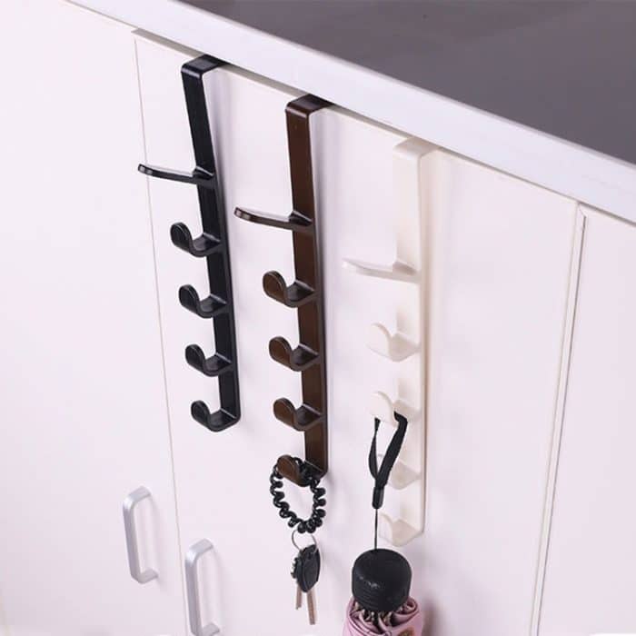 Multifunktionales vertikales Badezimmer Badezimmer Wandtür Kleiderschrank Kleiderbügel Regenschirm Kleidung Handtuchhaken mit 5 Haken (Weiß / Grün / Kaffee Zufällige Farblieferung) – Bild 1