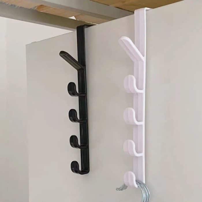 Multifunktionales vertikales Badezimmer Badezimmer Wandtür Kleiderschrank Kleiderbügel Regenschirm Kleidung Handtuchhaken mit 5 Haken (Weiß / Grün / Kaffee Zufällige Farblieferung) – Bild 5