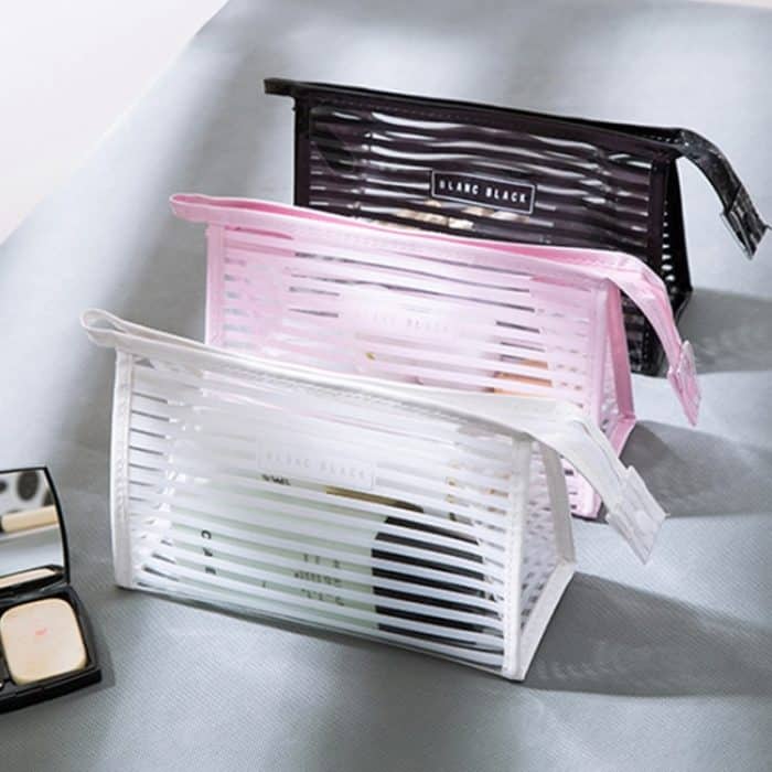 Tragbare Reise-Kosmetik-Organizer-Tasche im Streifenstil, Größe: 23 * 14 * 9 cm, zufällige Farblieferung – Bild 9