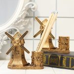 Kreative Retro Harz Holland Windmühle Stift Container Schule Briefpapier Leben Bürobedarf, zufällige Farblieferung