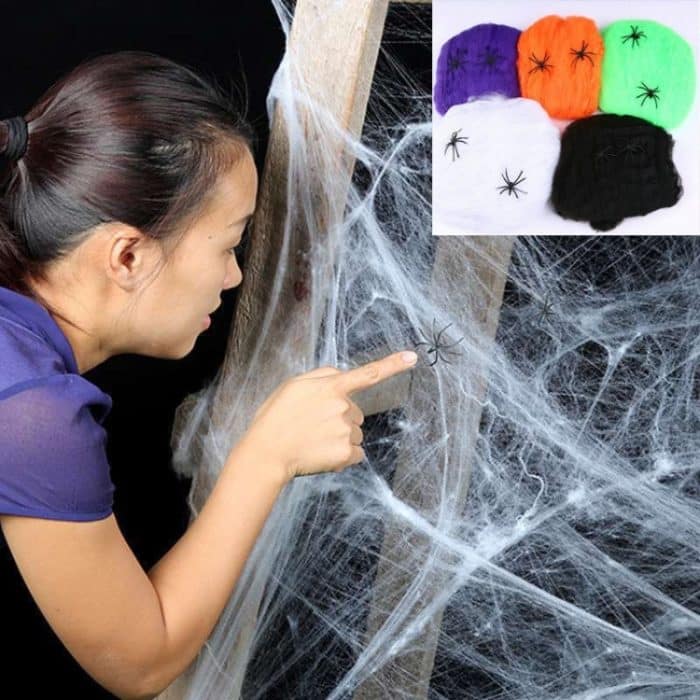 HC1492.jpg 5 PCS Halloween Requisiten Baumwollgarn Spinnennetze, zufällige Farblieferung – Bild 1