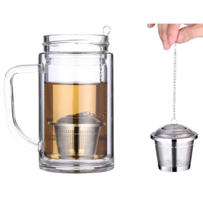 Edelstahl Locking Spice Teesieb Mesh Infuser Teekugelfilter, groß: 8 x 8 cm – Bild 7