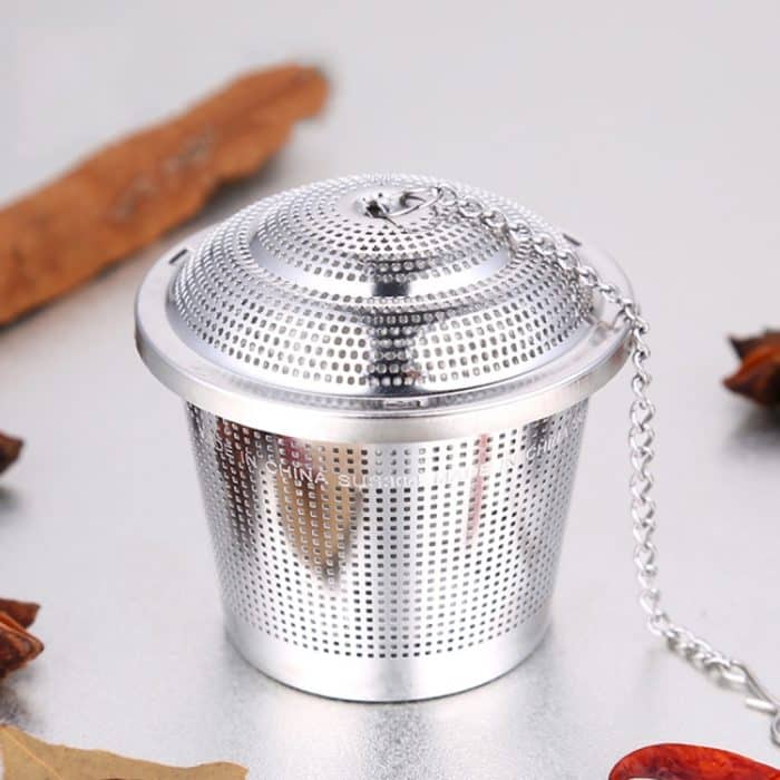Edelstahl Locking Spice Teesieb Mesh Infuser Teekugelfilter, mittlere Größe: 6,5 x 6 cm – Bild 6