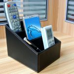 PU Leder Drei Gitter Desktop Organizer Box Fernbedienungen Lagerung Box Fall Kleinigkeiten Box