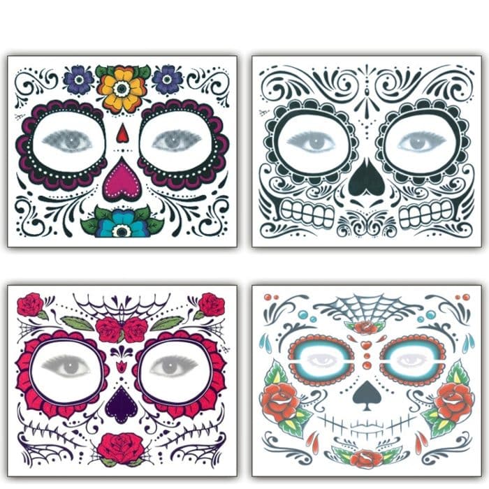 HC1944.jpg 4 PCS Halloween wasserdichte temporäre Gesicht Tattoo Aufkleber, Größe: 150 * 125mm, zufällige Lieferung – Bild 1