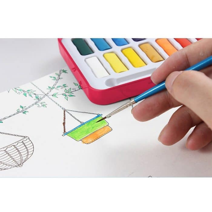 24 Farben Tragbare Eisenbox Feste Aquarellfarben Set für Künstlerschüler im Freien Aquarell Skizze Malerei Briefpapier – Bild 5