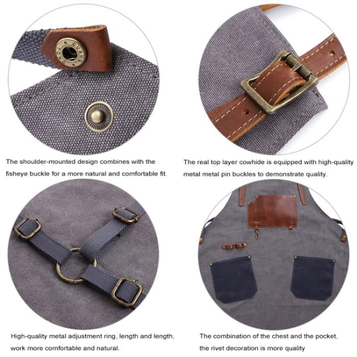 Handwerker-Arbeitsschürzen aus Baumwoll-Canvas im Retro-Stil, Work Aprons(Grey), Work Aprons(Blue) – Bild 4