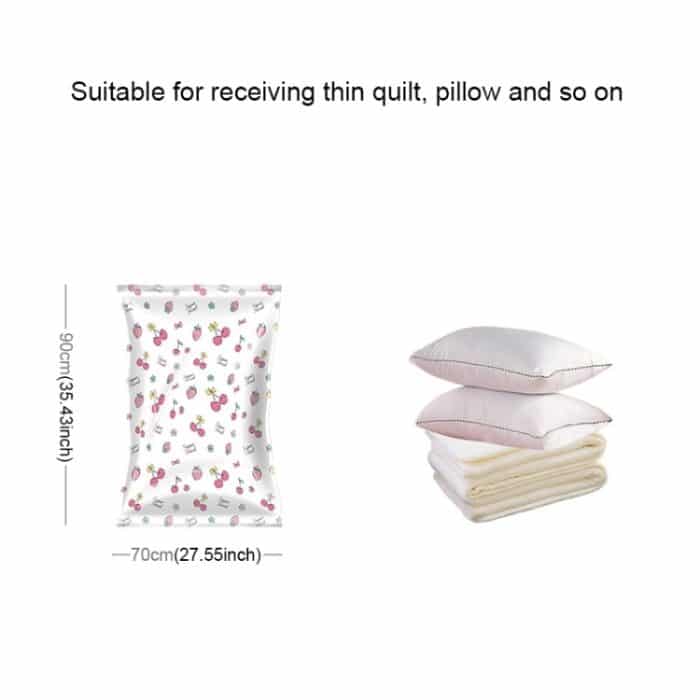 4PCS Platzsparender Bonbonfarbmuster Vakuum-Aufbewahrungsbeutel, explosionsgeschützter Thinken Quilts Kleidung Vakuum-Aufbewahrungsbeutel mit Freihandpumpe, Größe: 70 * 90 cm – Bild 5