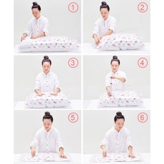 4PCS Platzsparender Bonbonfarbmuster Vakuum-Aufbewahrungsbeutel, explosionsgeschützter Thinken Quilts Kleidung Vakuum-Aufbewahrungsbeutel mit Freihandpumpe, Größe: 70 * 90 cm – Bild 8