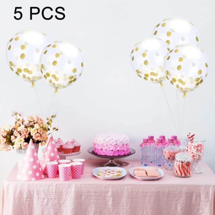 5 PCS 12 Zoll transparente Gold Pailletten Konfetti Luftballons, Weihnachtsfeier Hochzeitsdekoration Konfetti Luftballons, zufällige Lieferung – Bild 1