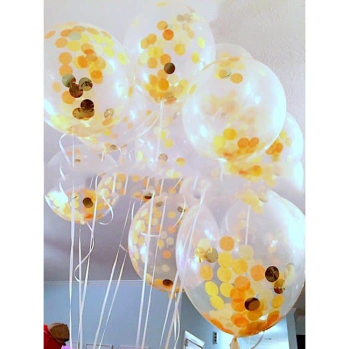 5 PCS 12 Zoll transparente Gold Pailletten Konfetti Luftballons, Weihnachtsfeier Hochzeitsdekoration Konfetti Luftballons, zufällige Lieferung – Bild 5