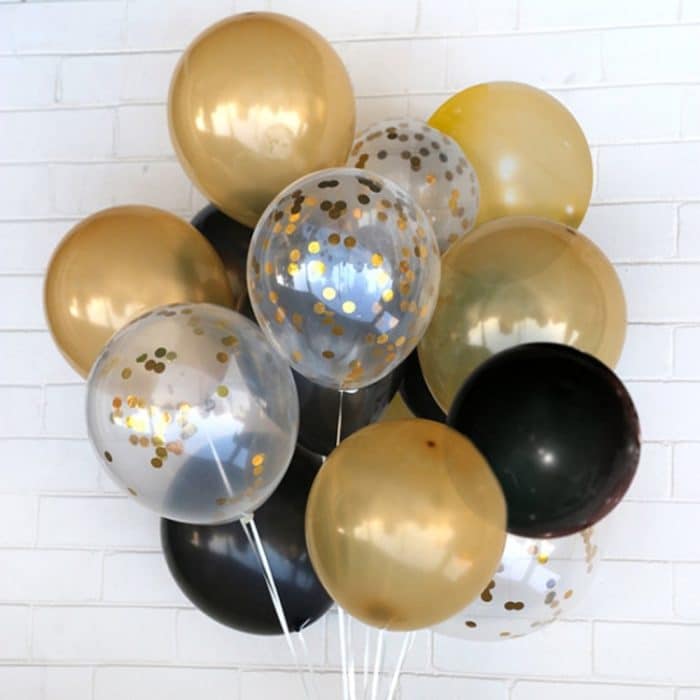 5 PCS 12 Zoll transparente Gold Pailletten Konfetti Luftballons, Weihnachtsfeier Hochzeitsdekoration Konfetti Luftballons, zufällige Lieferung – Bild 7