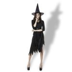 Schwarzer unregelmäßiger langer Rock Ausgang Halloween Kostüm Cosplay Show Hexenkleid, M, Brust: 88 cm, Taille: 72 cm, Rocklänge: 108 cm