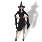 Schwarzer unregelmäßiger langer Rock Ausgang Halloween Kostüm Cosplay Show Hexenkleid, M, Brust: 88 cm, Taille: 72 cm, Rocklänge: 108 cm – Bild 2