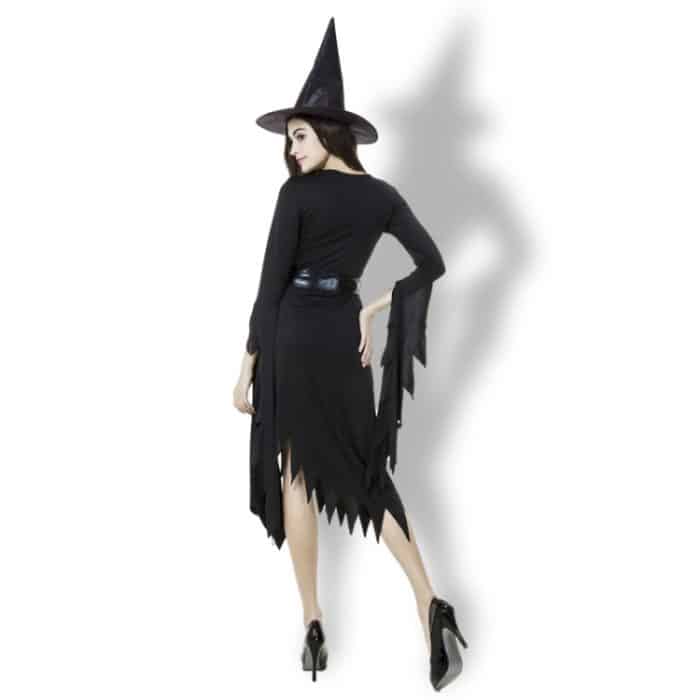 Schwarzer unregelmäßiger langer Rock Ausgang Halloween Kostüm Cosplay Show Hexenkleid, M, Brust: 88 cm, Taille: 72 cm, Rocklänge: 108 cm – Bild 3