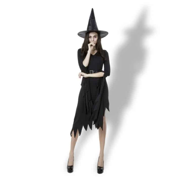 Schwarzer unregelmäßiger langer Rock Ausgang Halloween Kostüm Cosplay Show Hexenkleid, XL, Brust: 98 cm, Taille: 80 cm, Rocklänge: 110 cm – Bild 1