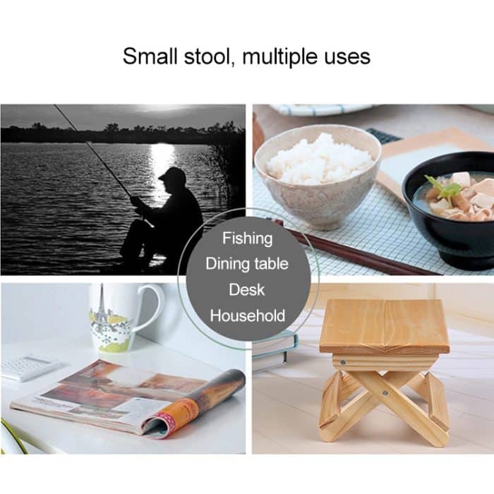 Pine Folding Square Bank Tragbare Home Outdoor Angelstuhl Bank, Größe: 19x24x17.8cm – Bild 8