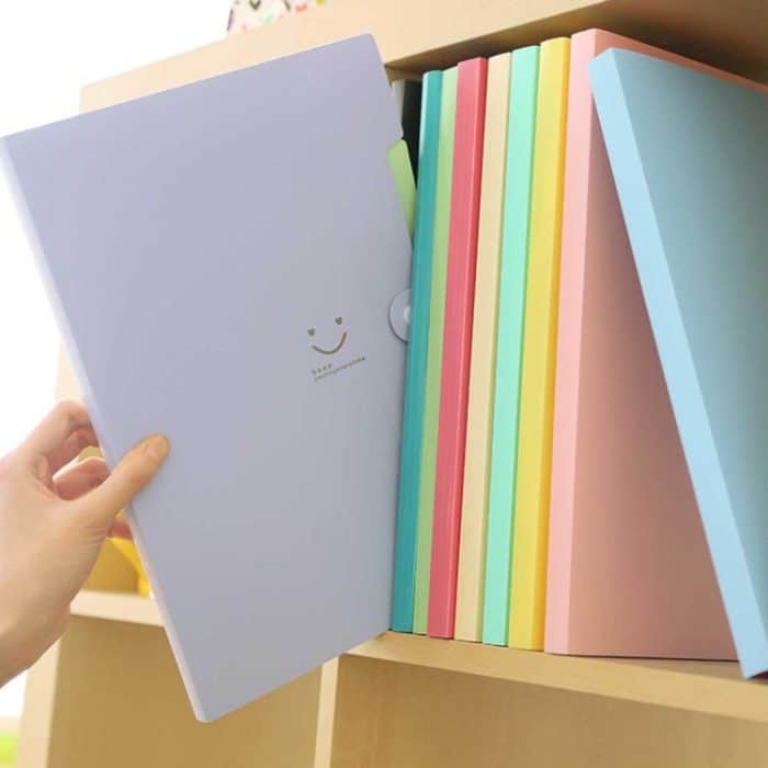 Bonbonfarbene Dokumententasche, mehrschichtig, 5 in den Ordner, zufällige Farblieferung – Bild 7