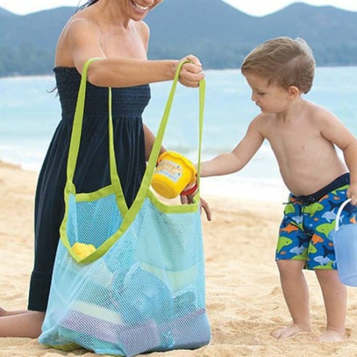Tragbare Mesh Kinder Strand Baggerwerkzeuge Spielzeug Quick Storage Bag Handtasche – Bild 5