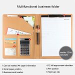 Bürobedarf-Dokumentenmappe aus Leder im Business-Stil mit 30-seitigem A4-Notizblock und Taschenrechner – Bild 5