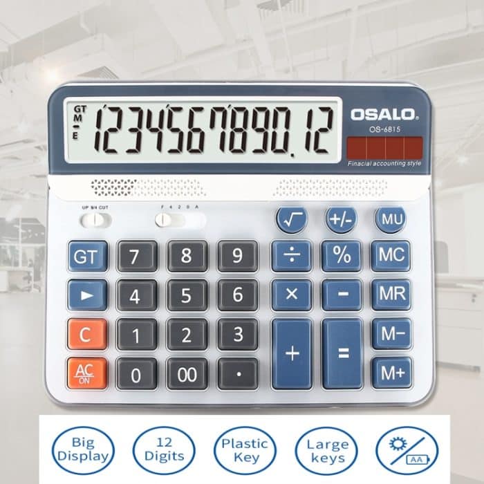 OSALO OS-6815 12-stelliger Desktop-Rechner Solar Energy Dual Power Calculator – Bild 6