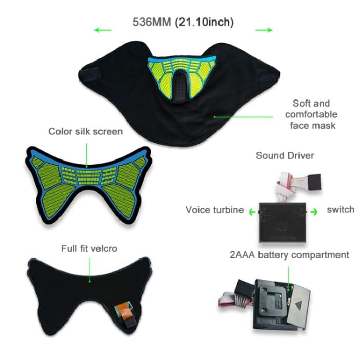 FG-MA-013 Halloween-Maske Sprachsteuerung LED Kaltlicht Terror Cosplay Maske – Bild 7