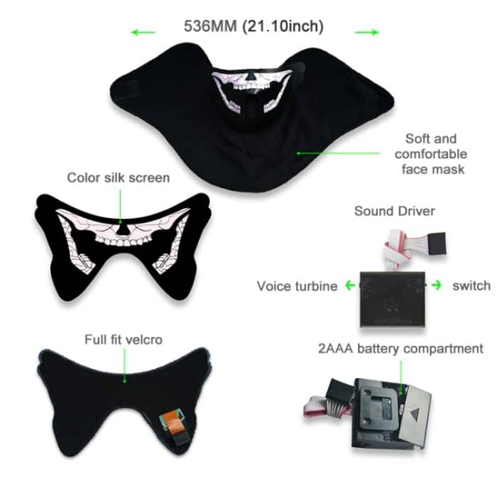 FG-MA-018 Halloween-Maske Sprachsteuerung LED Kaltlicht Terror Cosplay Maske – Bild 7