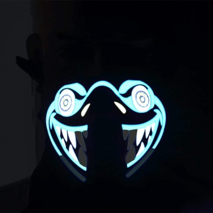 FG-MA-027 Halloween-Maske Sprachsteuerung LED Kaltlicht Terror Cosplay Maske – Bild 1
